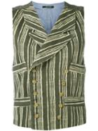 Ermanno Gallamini - Striped Waistcoat - Women - Cotton - M, Green, Cotton