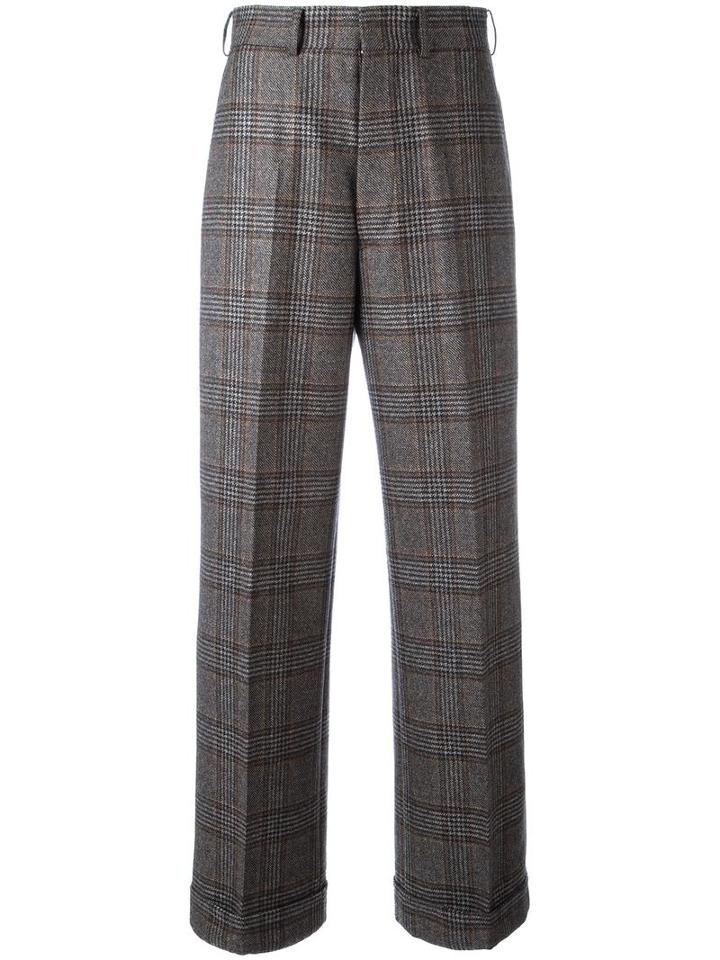 Junya Watanabe Comme Des Garçons Checked Wide Leg Trousers, Women's, Size: Medium, Grey, Wool/cupro