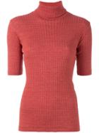Libertine-libertine Roll-neck T-shirt, Women's, Size: Large, Red, Cotton