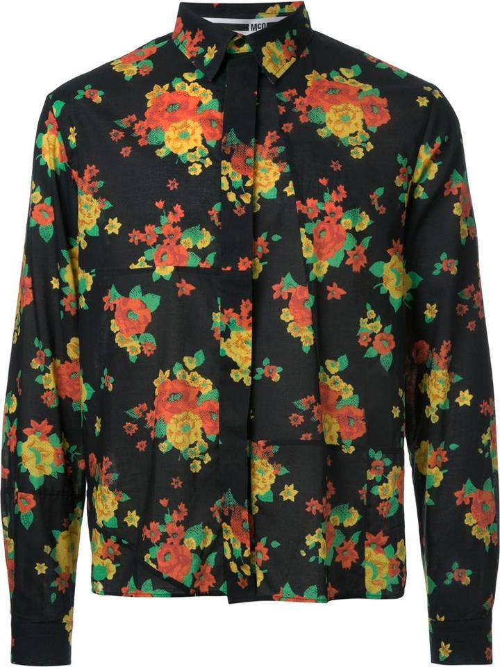 Mcq Alexander Mcqueen Patchwork Floral Print Shirt, Men's, Size: 46, Black, Cotton