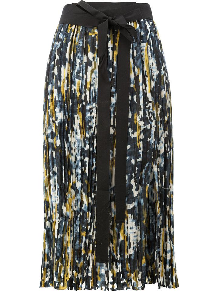 Marni Printed Pleated Skirt, Women's, Size: 42, Black, Silk