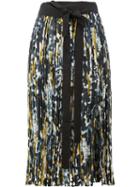Marni Printed Pleated Skirt, Women's, Size: 42, Black, Silk