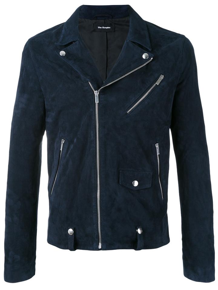 The Kooples - Vintage Biker Jacket - Men - Goat Skin/acetate/cupro/polyester - M, Blue, Goat Skin/acetate/cupro/polyester
