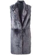 Drome Wide Collar Sleeveless Coat, Women's, Size: Medium, Grey, Leather