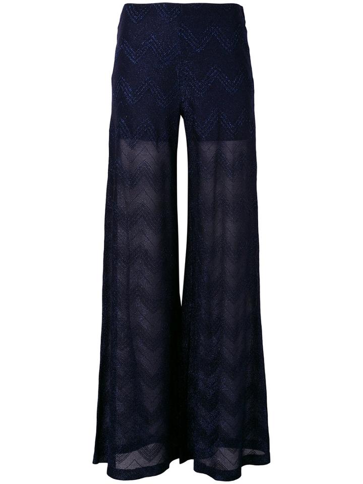 M Missoni - Jersey Trousers - Women - Cotton/polyamide/polyester/viscose - 40, Blue, Cotton/polyamide/polyester/viscose