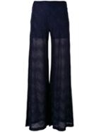 M Missoni - Jersey Trousers - Women - Cotton/polyamide/polyester/viscose - 40, Blue, Cotton/polyamide/polyester/viscose