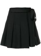 Red Valentino Belted Pleated Mini Shorts - Black
