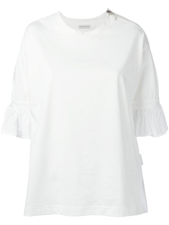 Moncler Pleated Cuff T-shirt, Women's, Size: Medium, White, Cotton