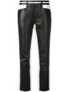 Karl Lagerfeld Cropped Bicolor Leather Pants - Black