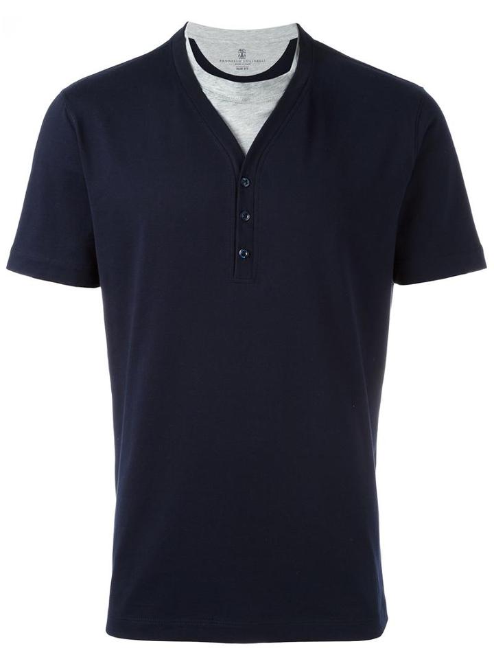Brunello Cucinelli Layered T-shirt, Men's, Size: Large, Blue, Cotton