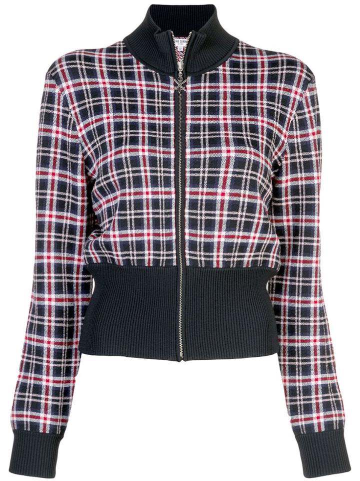 Opening Ceremony Checked Print Cropped Jacket - Blue