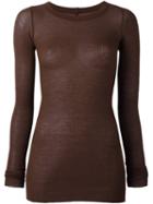 Rick Owens Ribbed T-shirt, Women's, Size: 42, Brown, Viscose/silk