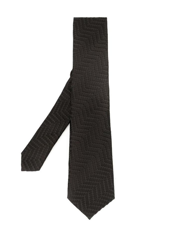 Emporio Armani Woven Zigzag Tie - Black