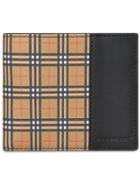 Burberry Small Scale Check And Leather Bifold Wallet - Neutrals