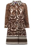 Herno Animal Print Buttoned Coat, Women's, Size: 44, Brown, Silk/polyester