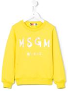 Msgm Kids Logo Print Sweatshirt, Girl's, Size: 10 Yrs, Yellow/orange