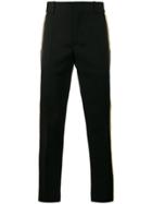 Alexander Mcqueen Gold Stripe Straight Leg Black Trousers