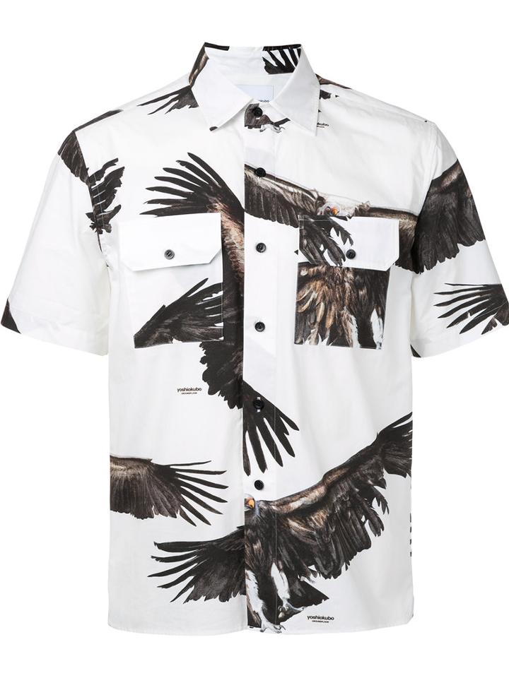 Yoshio Kubo - Eagle Print Short Sleeve Shirt - Men - Cotton - 1, White, Cotton