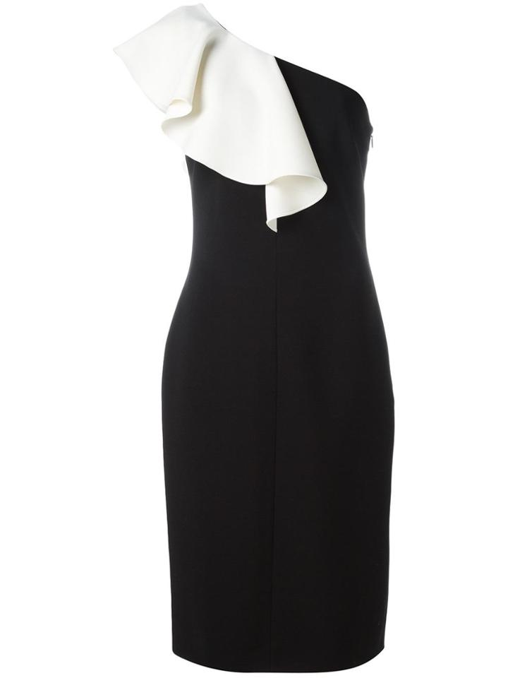 Saint Laurent Monochrome Ruffle Trim Dress - Black