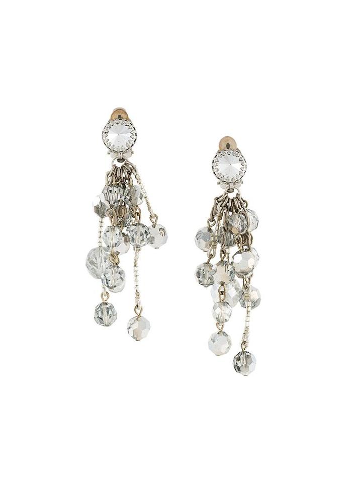 Chanel Vintage Beaded Pendant Clip On Earrings, Women's