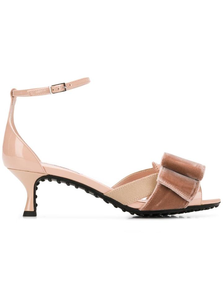 Tod's Velvet Bow Sandals - Pink