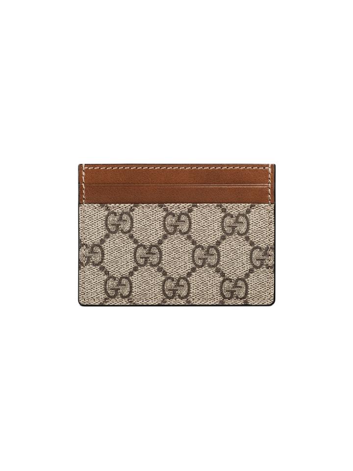 Gucci Gg Supreme Card Case - Brown