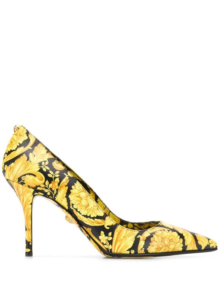 Versace Baroque Printed Pumps - Yellow
