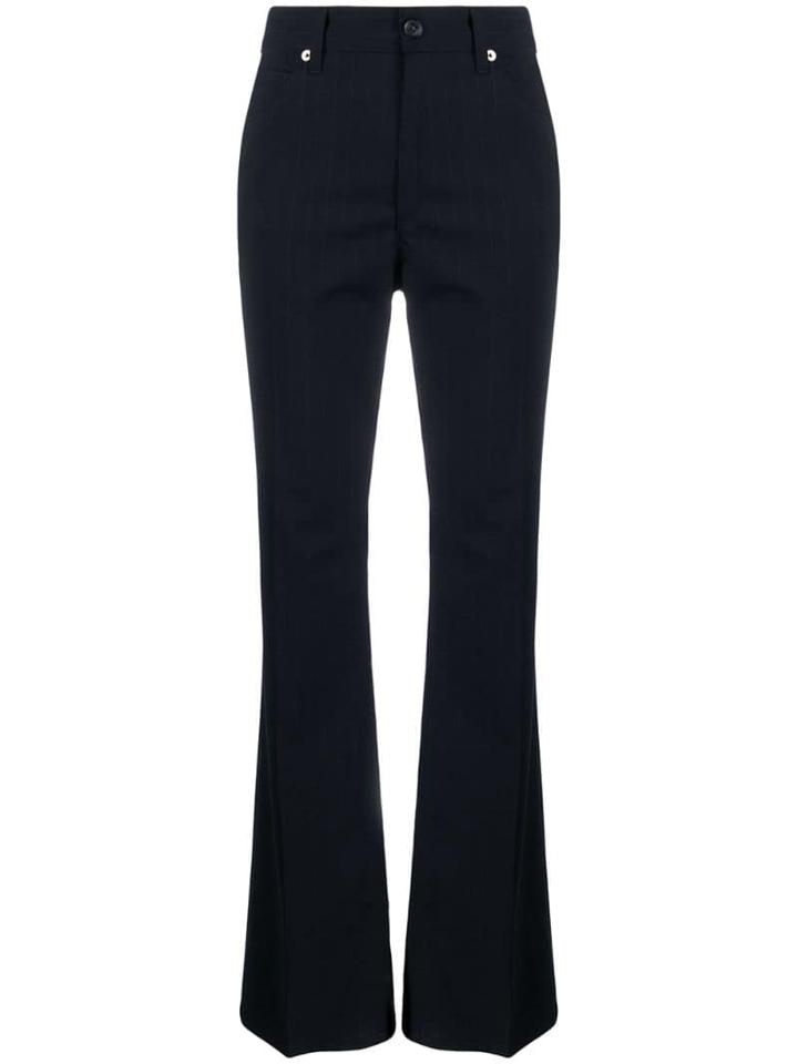 Mm6 Maison Margiela Pinstriped Flared Tailored Trousers - Blue