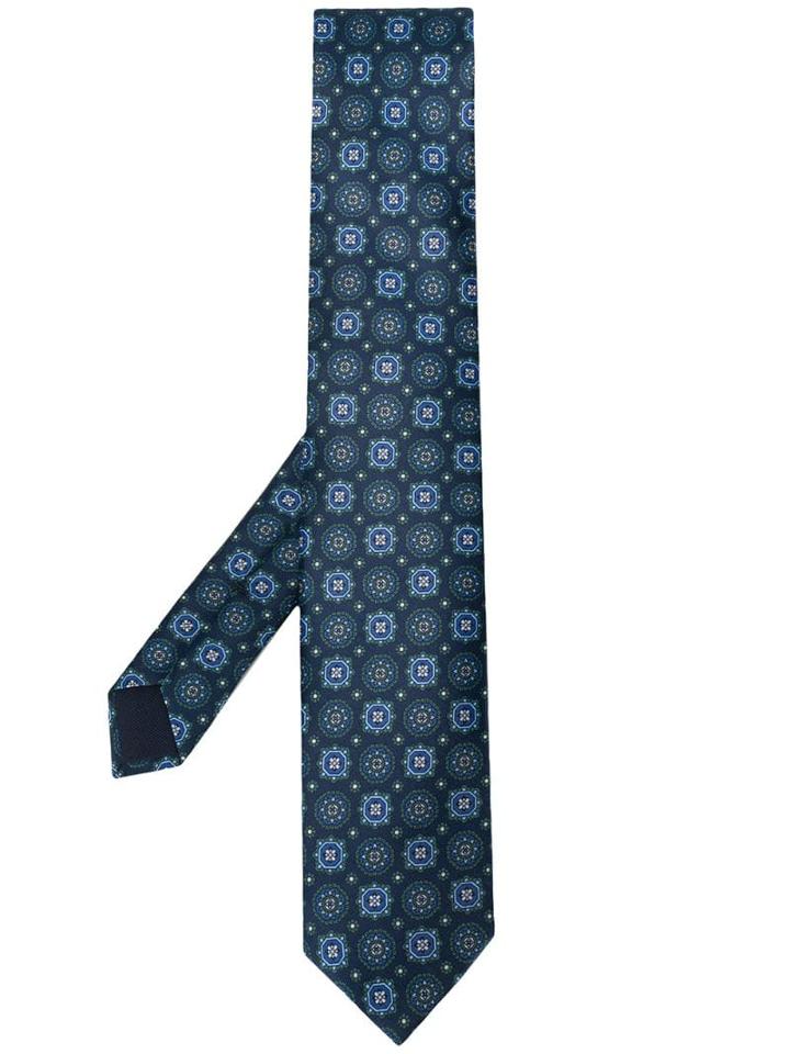 Corneliani Printed Pointed-tip Tie - Blue