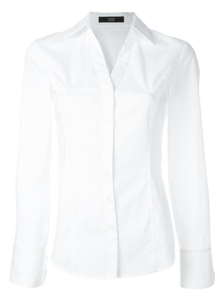 Steffen Schraut Fitted Shirt, Women's, Size: 42, White, Cotton/polyester/spandex/elastane
