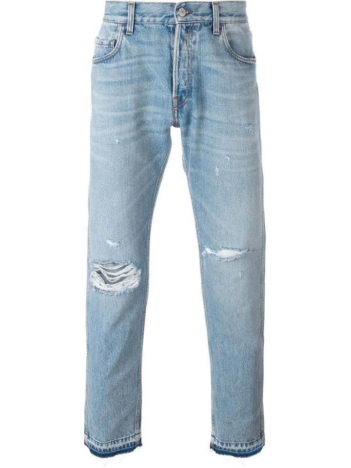 Gucci Slim Fit Denim Jeans, Size: 30, Blue, Cotton/calf Leather