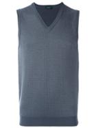 Zanone V-neck Vest, Men's, Size: 54, Grey, Cotton/cashmere/virgin Wool