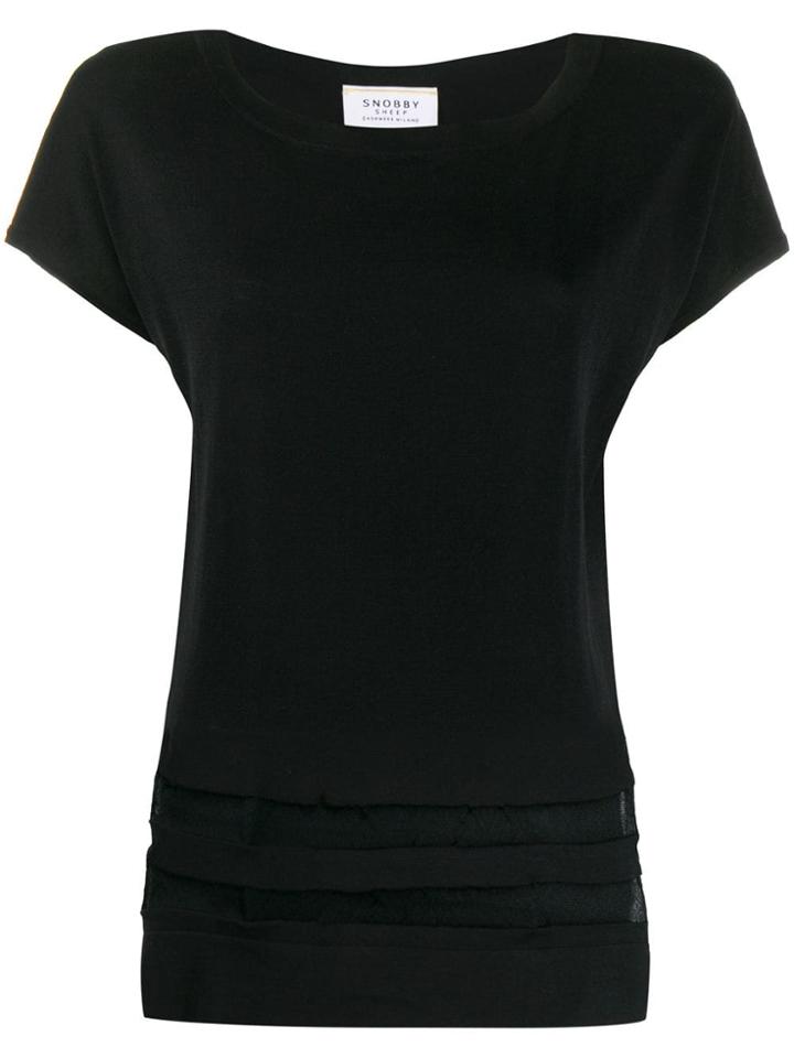 Snobby Sheep Mesh Stripes Knitted Top - Black