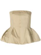 Giuseppe Di Morabito Strapless Peplum Top - Nude & Neutrals