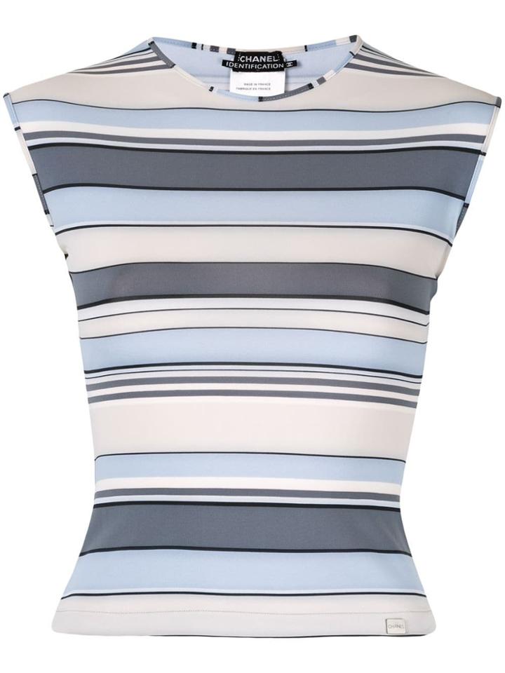 Chanel Pre-owned Cc Logos Border Sleeveless Tops - Blue