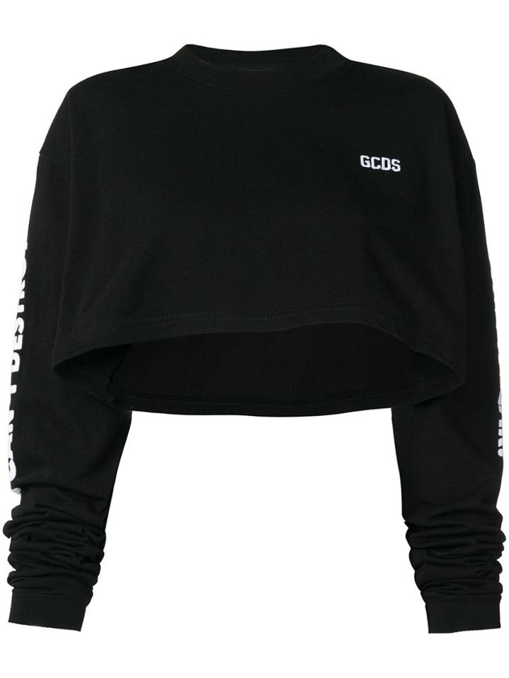 Gcds Cropped Logo Sweatshirt - Black
