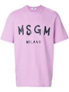 Msgm Painted Logo T-shirt - Pink & Purple