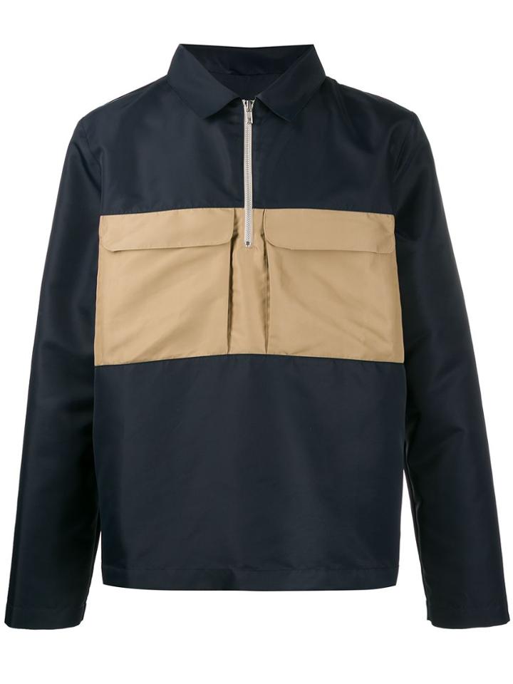 Paria Farzaneh Textured Colour Block Shirt Jacket - Blue