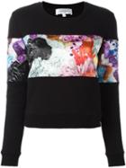 Carven Floral Panel Sweater, Women's, Size: Medium, Black, Cotton/polyester