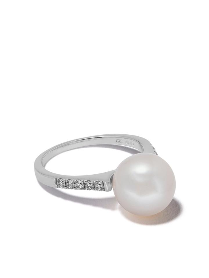 Yoko London 18kt White Gold Classic Freshwater Pearl And Diamond Ring