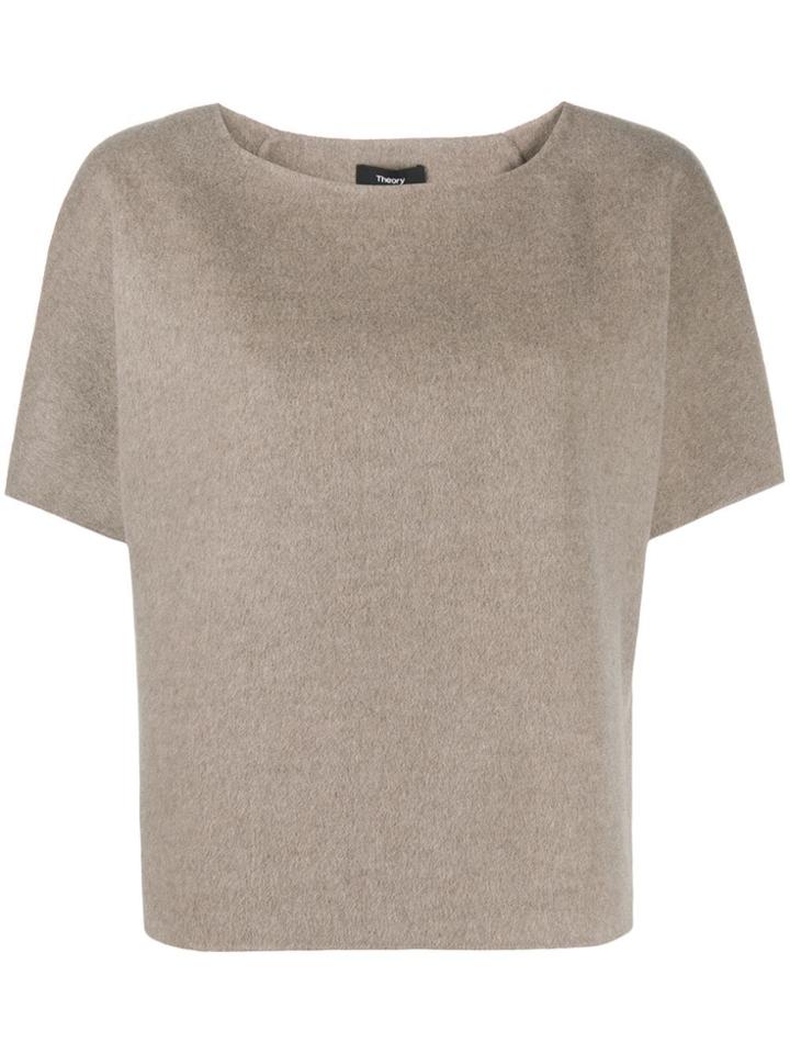 Theory Loose-fit Crew-neck Top - Neutrals