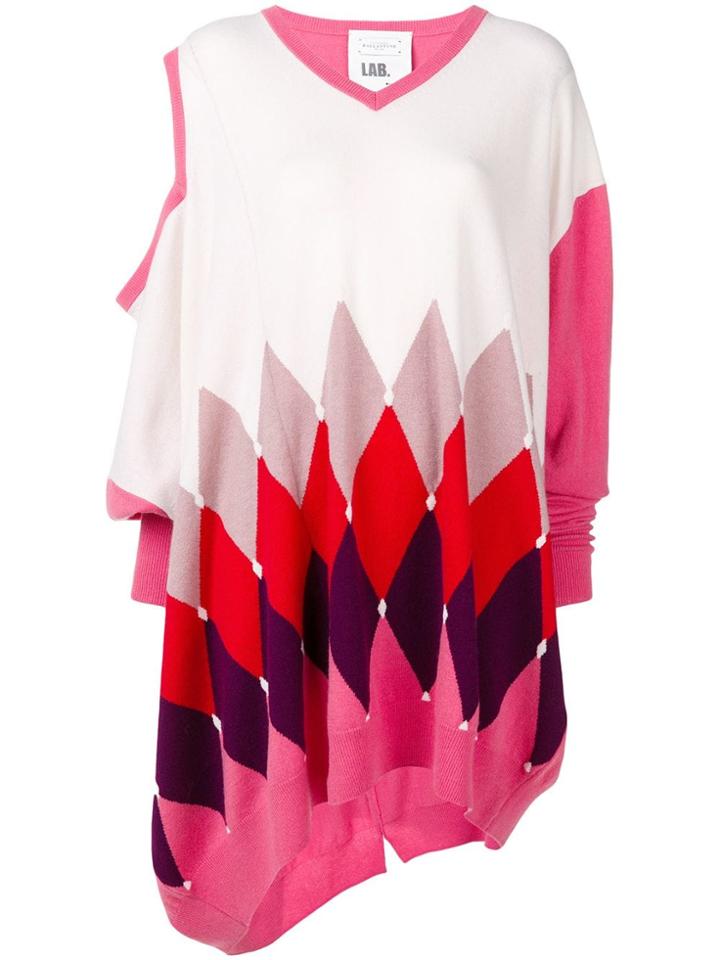 Ballantyne Argyle Asymmetric Jumper - Pink & Purple