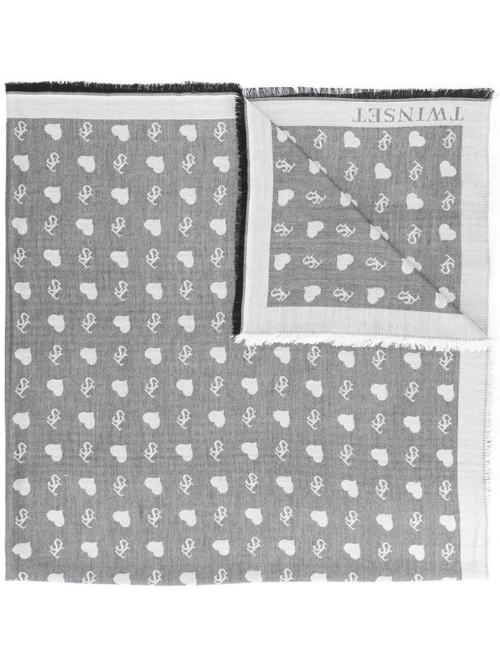 Twin-set Jacquard Logo Scarf - Grey