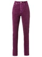Amapô Velvet High Waist Skinny Trousers - Pink & Purple