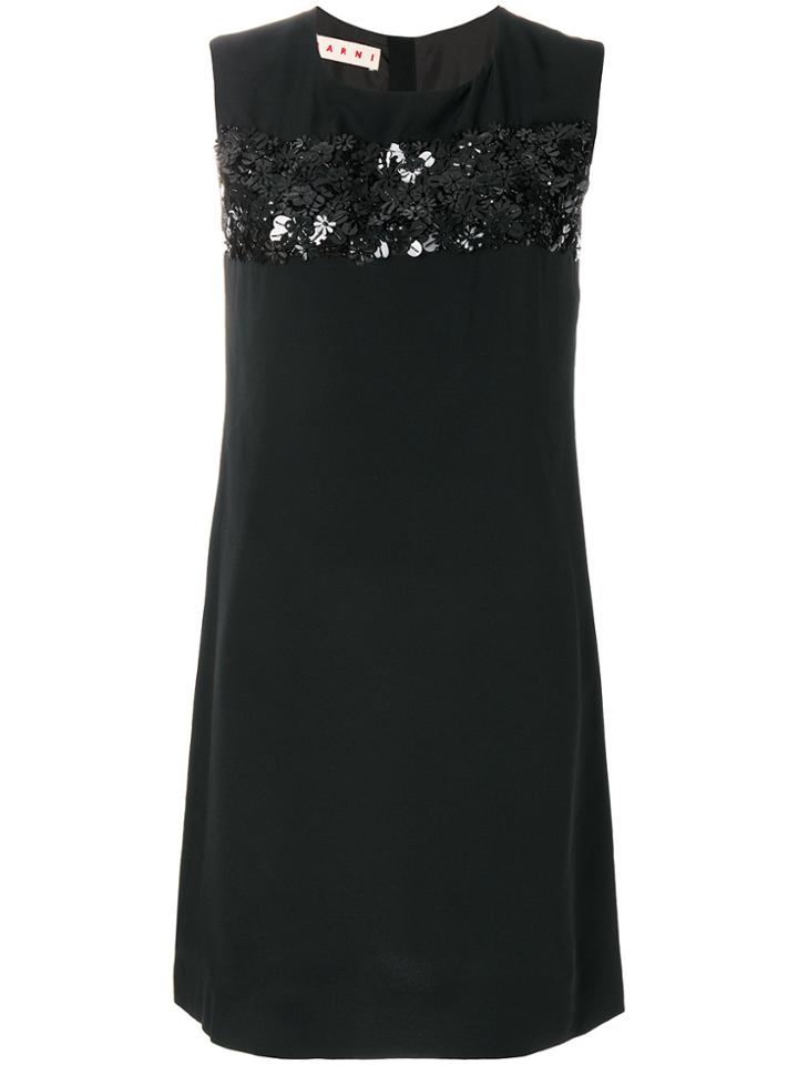 Marni Floral Sequinned Shift Dress - Black