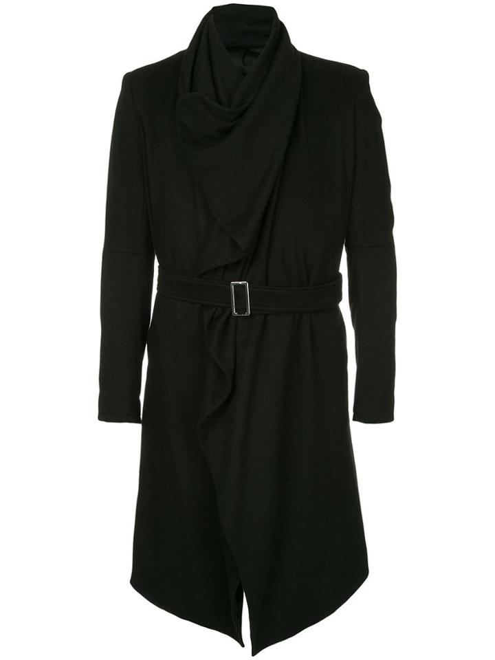 Balmain Wrap Belted Coat - Black