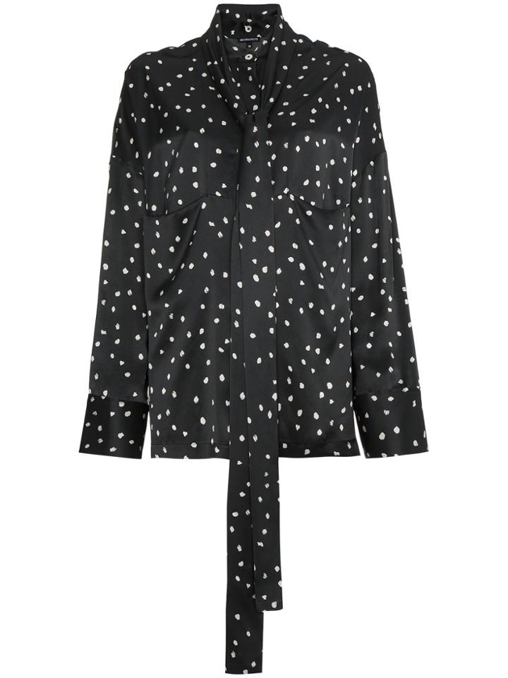 Ann Demeulemeester Tie Neck Blouse With Spots - Black