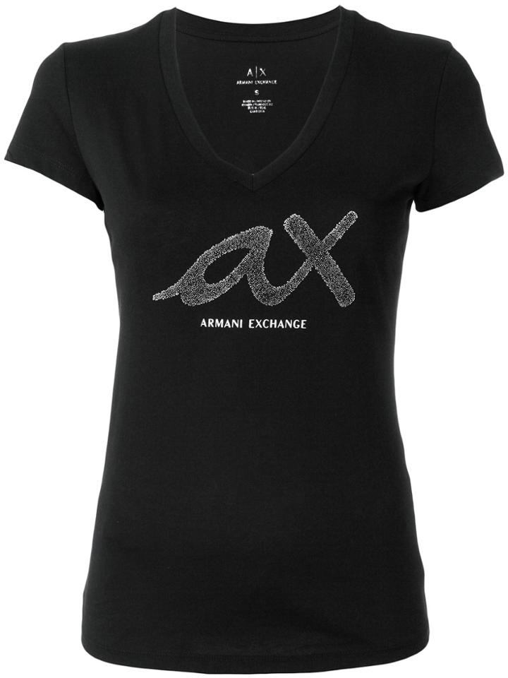 Armani Exchange V-neck Printed T-shirt - Black