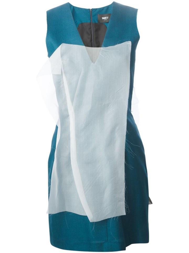 Yang Li Sheer Panel Applique Fitted Dress