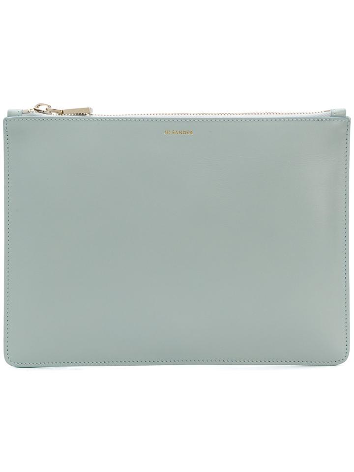 Jil Sander Logo Clutch Bag - Blue